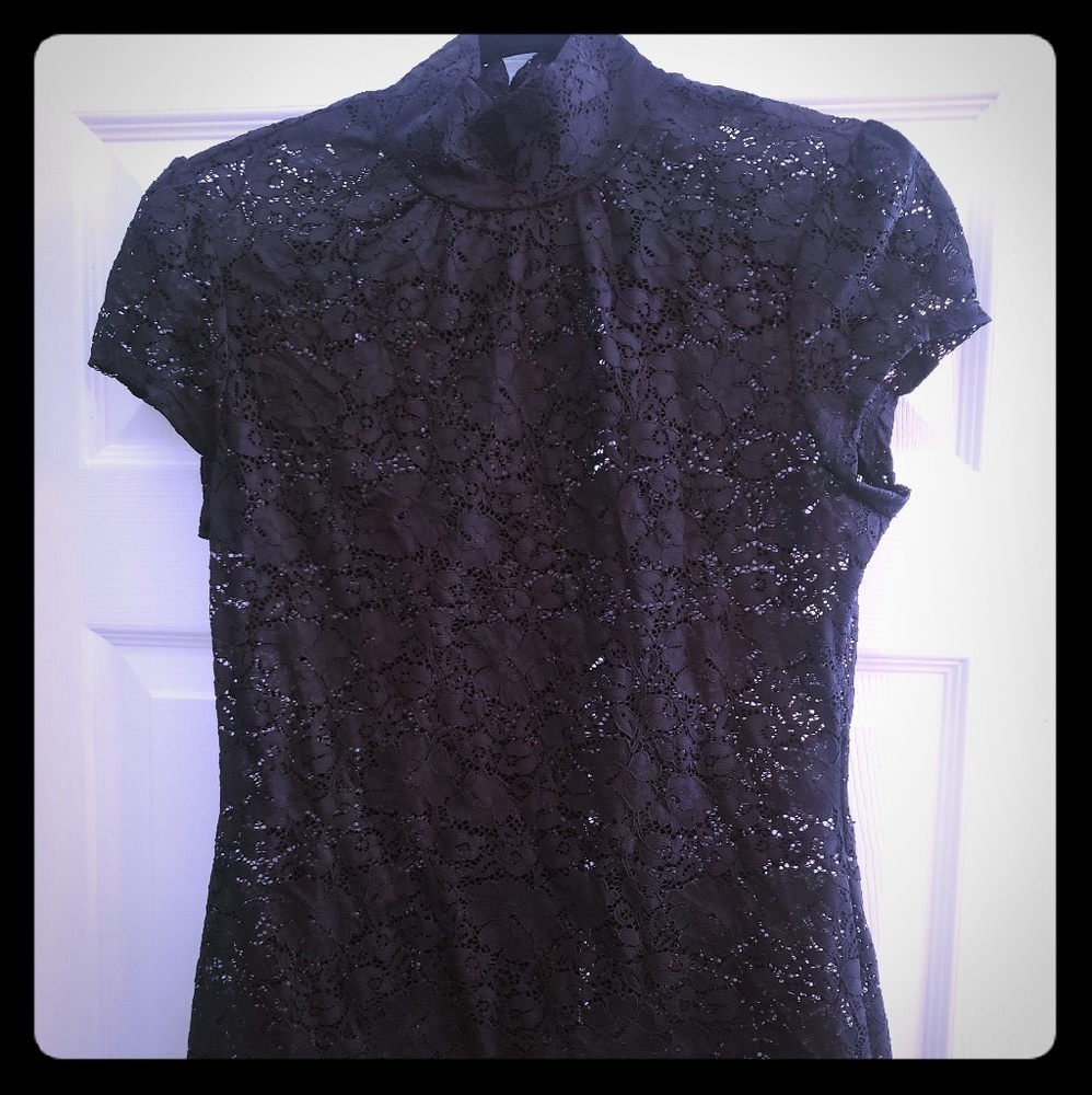 Express lace mock neck top
